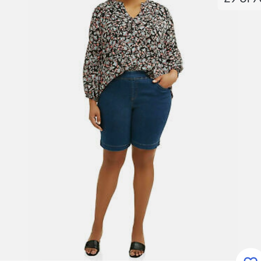 Jack David Women's Plus Size BLUE Pull on Denim jean Shorts
